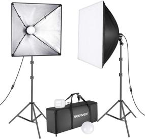 img 4 attached to 📸 Новый 450 Вт LED комплект освещения Softbox от Neewer: (2) 24x24-дюймовых софтбокса с гнездом E27 и мощными светодиодами 5500K и стойками для студийной фотографии и видеосъемки.