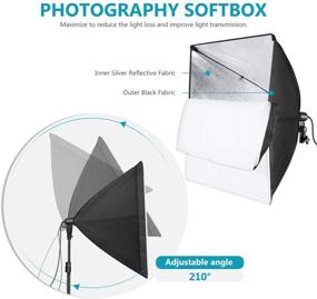 img 1 attached to 📸 Новый 450 Вт LED комплект освещения Softbox от Neewer: (2) 24x24-дюймовых софтбокса с гнездом E27 и мощными светодиодами 5500K и стойками для студийной фотографии и видеосъемки.