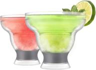 🍹 chill in style with host freeze stemless margarita glass - set of 2 insulated gel chiller cups, 12 oz grey plastic double wall frozen cocktail cups logo