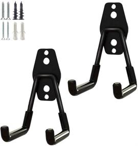 img 4 attached to 🔧 Set of 2 Garage Storage Utility Hooks: Wall-Mount Steel Hooks for Garage, Garden Tools, and Small Items - Black