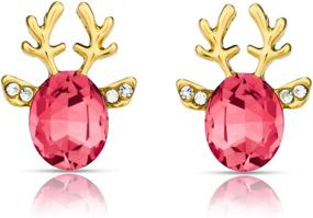 img 4 attached to 🦌 Rhinestone Reindeer Christmas Earrings: Festive Gemstone Jewelry for Girls