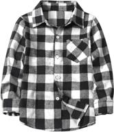 👕 comfortable flannel button sleeve clothing for toddlers & little boys - tops, tees, and shirts logo