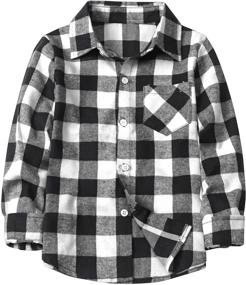 img 3 attached to 👕 Comfortable Flannel Button Sleeve Clothing for Toddlers & Little Boys - Tops, Tees, and Shirts