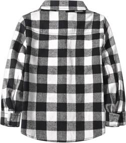 img 2 attached to 👕 Comfortable Flannel Button Sleeve Clothing for Toddlers & Little Boys - Tops, Tees, and Shirts