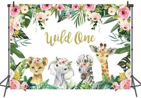 img 3 attached to 🎉 Mocsicka Девочка Дикая Один Фон: Джунгли Сафари Животные Тема для Первого Дня Рождения Девочек, 7x5 футов Виниловый Фотофон, Золотой Дикий Один Баннер на День Рождения, Идеальные Фоны для украшения стола с тортом и десертами