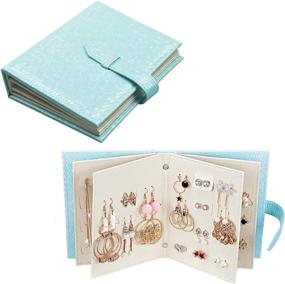 img 4 attached to Fangoo Earring Organizer Book - Jewelry Storage Case and Travel Holder, Capable of Holding 42 Pairs - Blue