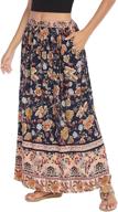 stylish and comfy: parabler women's bohemian print skirt with elastic high waist and convenient pockets logo