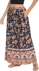 img 4 attached to Stylish and Comfy: Parabler Women's Bohemian Print Skirt with Elastic High Waist and Convenient Pockets