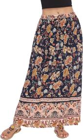 img 3 attached to Stylish and Comfy: Parabler Women's Bohemian Print Skirt with Elastic High Waist and Convenient Pockets