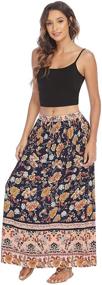 img 2 attached to Stylish and Comfy: Parabler Women's Bohemian Print Skirt with Elastic High Waist and Convenient Pockets