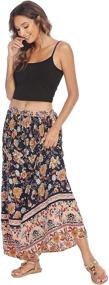 img 1 attached to Stylish and Comfy: Parabler Women's Bohemian Print Skirt with Elastic High Waist and Convenient Pockets