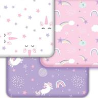 🦄 grow wild unicorn crib sheets for girls 3 pack, soft & stretchy jersey cotton fitted crib sheet in white pink purple, baby crib mattress sheet or toddler bed sheets, unicorn baby bedding set logo