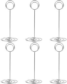 img 4 attached to 🔢 10 Pack 8.75 inch Tall Table Number Holders - Place Card Holder & Wire Photo Stand Set, Silver