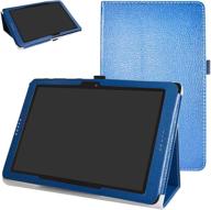 📱 at&t primetime/zte k92 tablet case: pu leather folio stand cover in dark blue with stylus holder logo