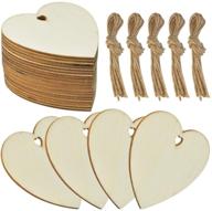 🌲 50 pieces of 3-inch unfinished natural heart wood slices - diy wooden ornaments with pre-drilled holes and twine for valentine's day, weddings, thanksgiving, christmas logo