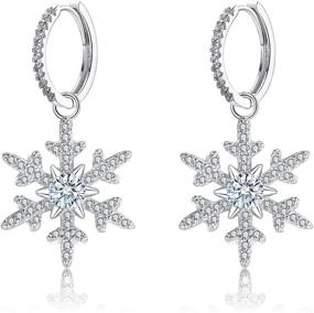 img 4 attached to Dazzling CZ Snowflake Hook Dangle Earrings ❄️ for Women by BriLove: A Perfect Winter Accessory