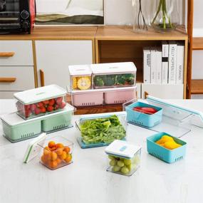 img 1 attached to 🥬 Зеленые стопки для овощей Home Stackable Lille съемные лотки для хранения с удерживающей влагу системой - Набор из 3-х штук, Без содержания Бисфенола А, для холодильников, шкафов, столешниц и кладовой.