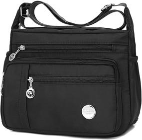 img 4 attached to 👜 Нейлоновые водонепроницаемые сумки через плечо для женщин, девушек и девочек - сумка с застежкой-молнией, тот-бэг, сумка-сатчел