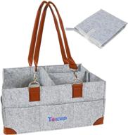 tokud diaper caddy organizer: diaper tote bag & nursery car organizer - newborn registry essentials & baby shower gift basket logo