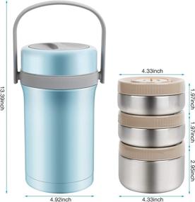 img 3 attached to Rommeka Insulated Food Container - 74oz Vacuum Thermos for Hot Food - Stainless Steel Leak Proof Soup Thermos - Keep Warm/Cold Lunch Box for School Office Travel Picnic Outdoor in Blue