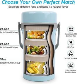 img 2 attached to Rommeka Insulated Food Container - 74oz Vacuum Thermos for Hot Food - Stainless Steel Leak Proof Soup Thermos - Keep Warm/Cold Lunch Box for School Office Travel Picnic Outdoor in Blue