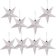 paper star lantern lampshade hanging christmas xmas day decoration for led light wedding birthday party home decor 8 pcs 28cm hollow out design (lights not included) (silver) логотип