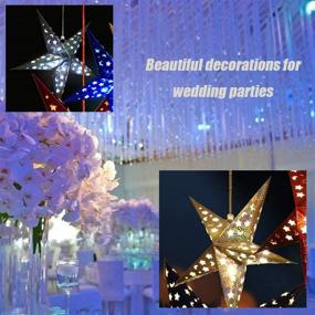 img 2 attached to Paper Star Lantern Lampshade Hanging Christmas Xmas Day Decoration For LED Light Wedding Birthday Party Home Decor 8 Pcs 28Cm Hollow Out Design (Lights Not Included) (Silver)