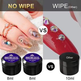 img 2 attached to No Wipe Rhinestone Gel Kit (8ml×2) with LED Light Cure - Adhesive Resin for Gem Stone Jewelry, Diamond Gel Nail Polish for Clear Decoration, includes Nail Rhinestones (Crystal+Acrylic+Rivet) and Tools