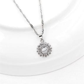 img 2 attached to 🌼 Dainty Daisy Flower Necklace with Sparkling Cubic Zirconia: Sun Flower, Chrysanthemum Clavicle Necklace