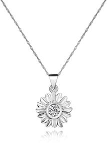 img 4 attached to 🌼 Dainty Daisy Flower Necklace with Sparkling Cubic Zirconia: Sun Flower, Chrysanthemum Clavicle Necklace