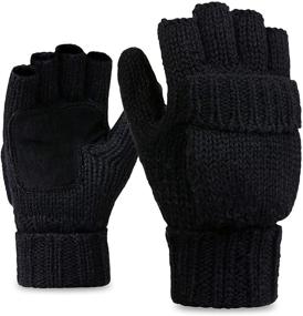 img 4 attached to 🧤 Stay Warm and Stylish with Rehomy Knitted Fingerless Insulation Convertible Men's Accessories