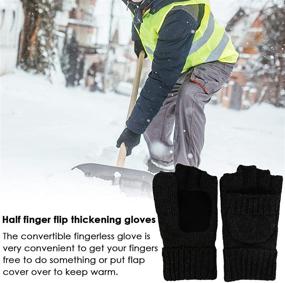 img 1 attached to 🧤 Stay Warm and Stylish with Rehomy Knitted Fingerless Insulation Convertible Men's Accessories