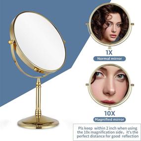 img 3 attached to 💄 DOWRY 10x Magnification Vanity Makeup Mirror - Tabletop Two-Sided Swivel with Gold Finish