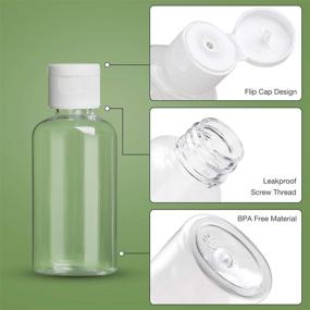 img 2 attached to 🧴 25 Set of 50ML Clear Plastic Travel Size Bottles with Flip Cap - HDPE Squeezable Refillable Toiletry/Cosmetic Bottles, Oval Design
