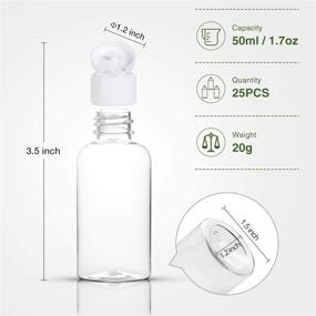 img 3 attached to 🧴 25 Set of 50ML Clear Plastic Travel Size Bottles with Flip Cap - HDPE Squeezable Refillable Toiletry/Cosmetic Bottles, Oval Design