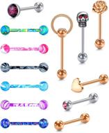 💎 anicina stainless steel 14g tongue rings - straight barbell tongue piercing jewelry for men and women - body piercing jewelry logo