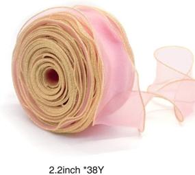 img 1 attached to 🎀 Blush Pink Gold Overlock Sheer Craft Ribbon – Wave Designed 2.2 Inch by 38 Yards – Perfect for Gift Wrapping, Chair Sashes Bow, Wedding Wreath Decorations, Bouquet Wrap – Organza Fabric by NICROLANDEE