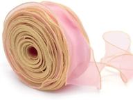 🎀 blush pink gold overlock sheer craft ribbon – wave designed 2.2 inch by 38 yards – perfect for gift wrapping, chair sashes bow, wedding wreath decorations, bouquet wrap – organza fabric by nicrolandee logo