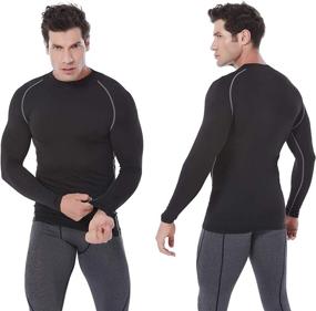 img 3 attached to 🏃 SILKWORLD Long-Sleeve Compression Shirt for Men – Base-Layer Running Top