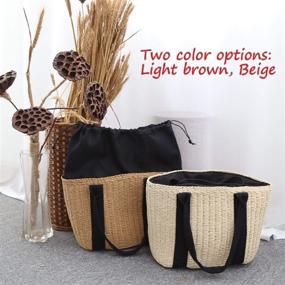 img 1 attached to 🌼 Stylish Women's Large Straw Tote Bag – Top Handle, Woven Design, Ideal for Summer