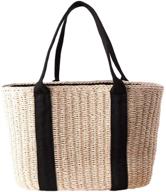 🌼 stylish women's large straw tote bag – top handle, woven design, ideal for summer logo