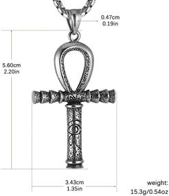 img 3 attached to HZMAN Ankh Cross Necklace: Stainless Steel Horus Eye Pendant 🔮 for Ancient Egyptian Protection - 22 inch Chain with 2 inch Extension