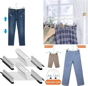 img 1 attached to 👖 Space-Saving 20 Pack Pant and Skirt Hangers with Adjustable Clips - Ultra Thin Metal Trouser Clip Hangers for Organized Wardrobe