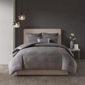 img 1 attached to 💤 N Natori Hanae Cotton Blend Yarn Dyed 3 Piece Comforter Set - Grey - King - Reviews and Best Prices