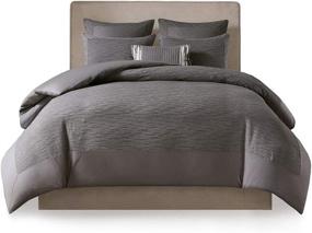 img 4 attached to 💤 N Natori Hanae Cotton Blend Yarn Dyed 3 Piece Comforter Set - Grey - King - Reviews and Best Prices