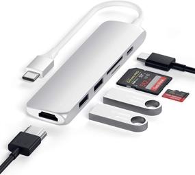 img 2 attached to 💻 Satechi Slim Aluminum Type-C Multi-Port Adapter V2 - USB-C PD, 4K HDMI (60Hz), Micro/SD Card Readers, USB 3.0 - for 2020 MacBook Pro, 2020 iPad Pro - Silver