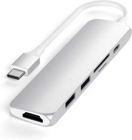 img 1 attached to 💻 Satechi Slim Aluminum Type-C Multi-Port Adapter V2 - USB-C PD, 4K HDMI (60Hz), Micro/SD Card Readers, USB 3.0 - for 2020 MacBook Pro, 2020 iPad Pro - Silver