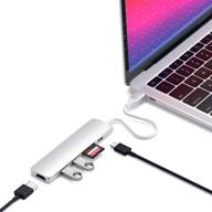 💻 satechi slim aluminum type-c multi-port adapter v2 - usb-c pd, 4k hdmi (60hz), micro/sd card readers, usb 3.0 - for 2020 macbook pro, 2020 ipad pro - silver логотип