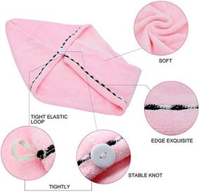 img 2 attached to 2 Pack Hair Towel Wrap - Microfiber Quick Drying Hair Towels - Super Absorbent Quick Dry Hair Towel - Bath Cap Included (Pink+Light Blue)
