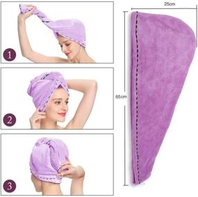 img 1 attached to 2 Pack Hair Towel Wrap - Microfiber Quick Drying Hair Towels - Super Absorbent Quick Dry Hair Towel - Bath Cap Included (Pink+Light Blue)